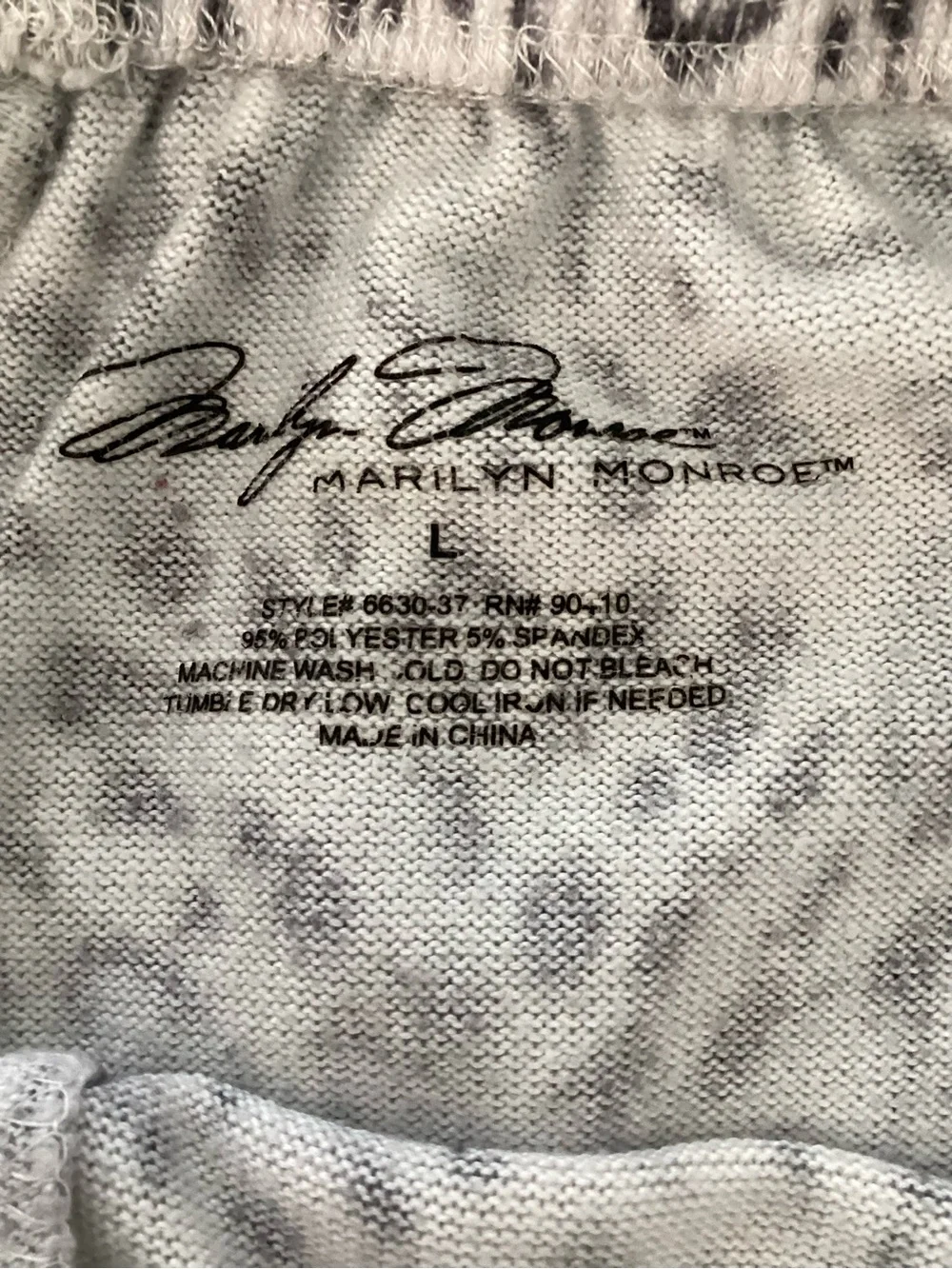 Marilyn Monroe Light Gray & Black Animal Print Sleep  Shorts Size Large